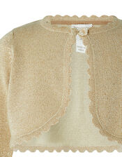 Baby Niamh Cropped Sparkle Knitted Cardigan, Gold (GOLD), large