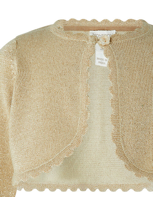 Baby Niamh Cropped Sparkle Knitted Cardigan Gold Baby Girl Cardigans Monsoon Global