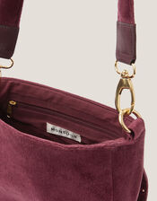 Lily Embroidered Satchel Crossbody Bag, Red (BURGUNDY), large