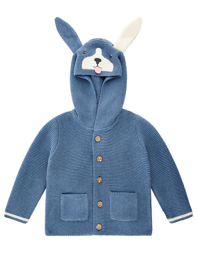 Newborn Baby Dog Cardigan in Organic Cotton, Blue (BLUE), large