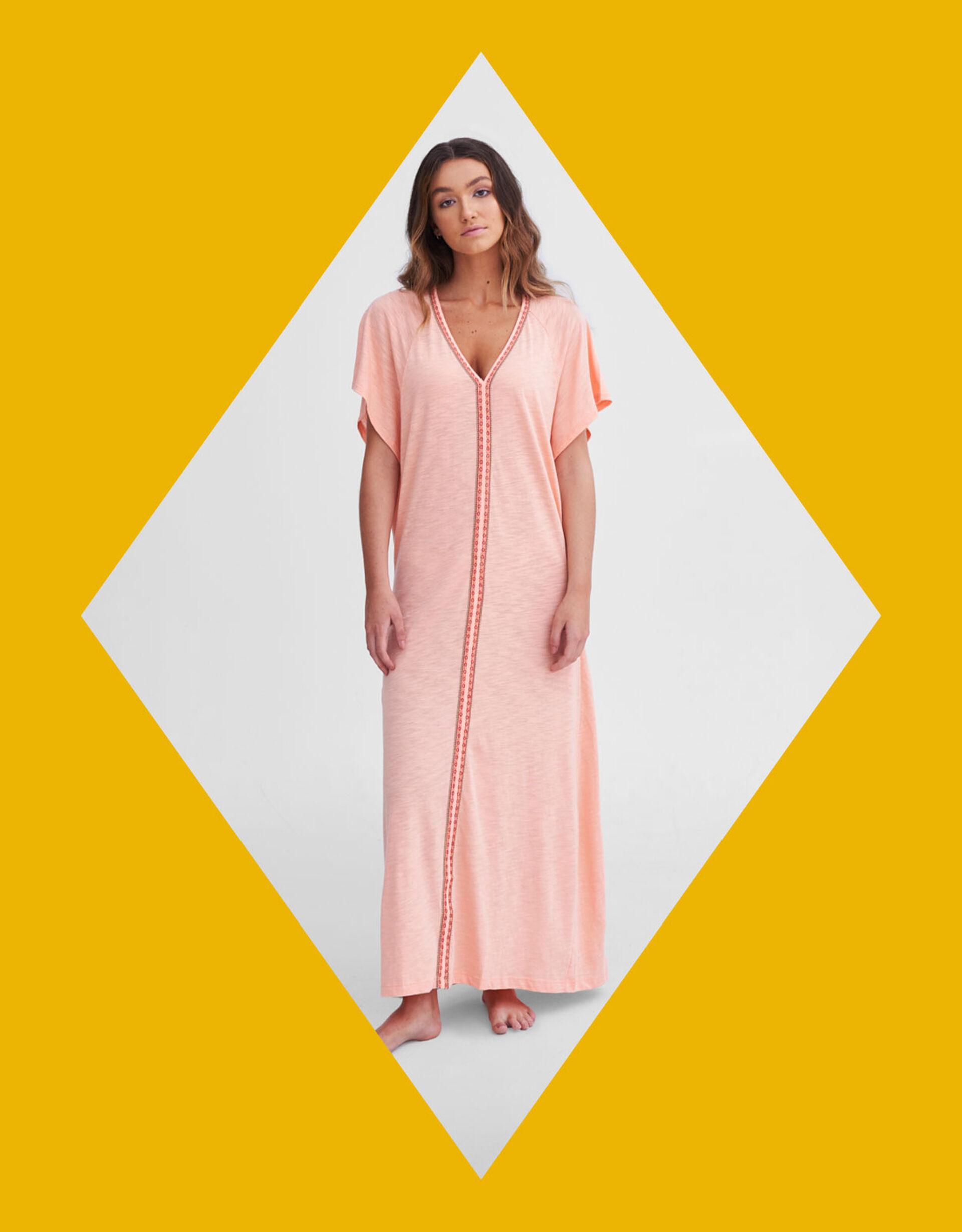 Pītusa Pima Abaya Maxi Dress, Orange (PEACH), large