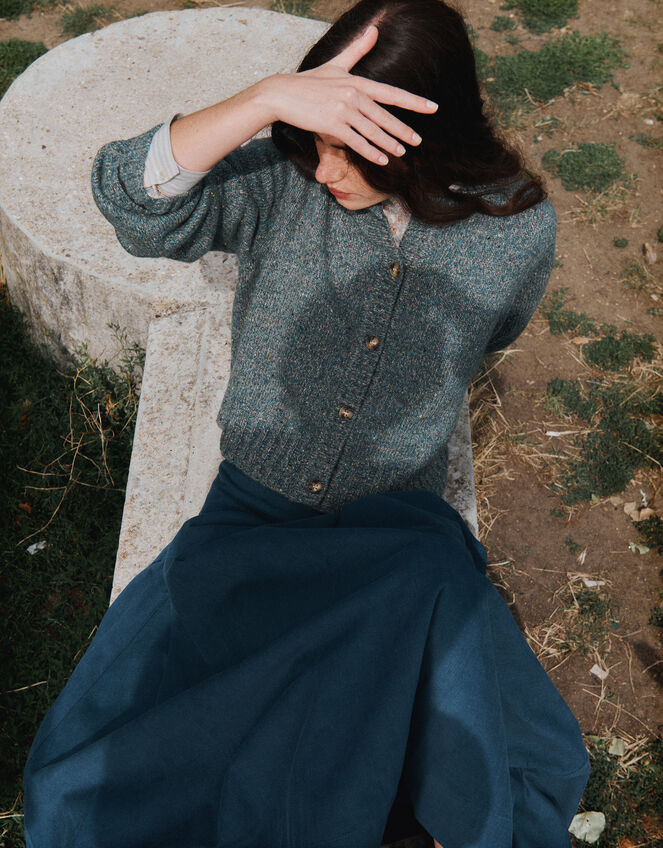 East Zoya Neppy Wool Blend Cardigan, Teal (TEAL), large