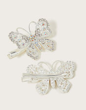Jewel Butterfly Hair Clips Set of Two, , large