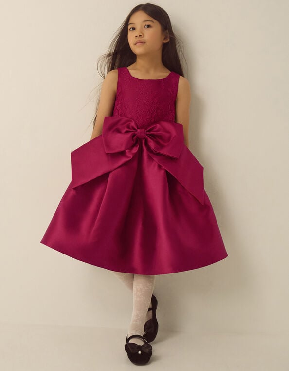 Juno Lace Bodice Party Dress, Red (BURGUNDY), large
