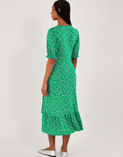 Hattie Spot Wrap Dress, Green (GREEN), large