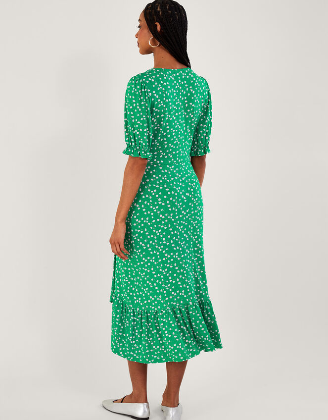 Hattie Spot Wrap Dress, Green (GREEN), large