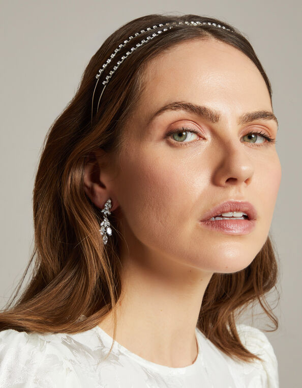 Fine Diamante Cross Headband, , large