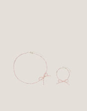 Beaded Bow Necklace & Bracelet Set, , large