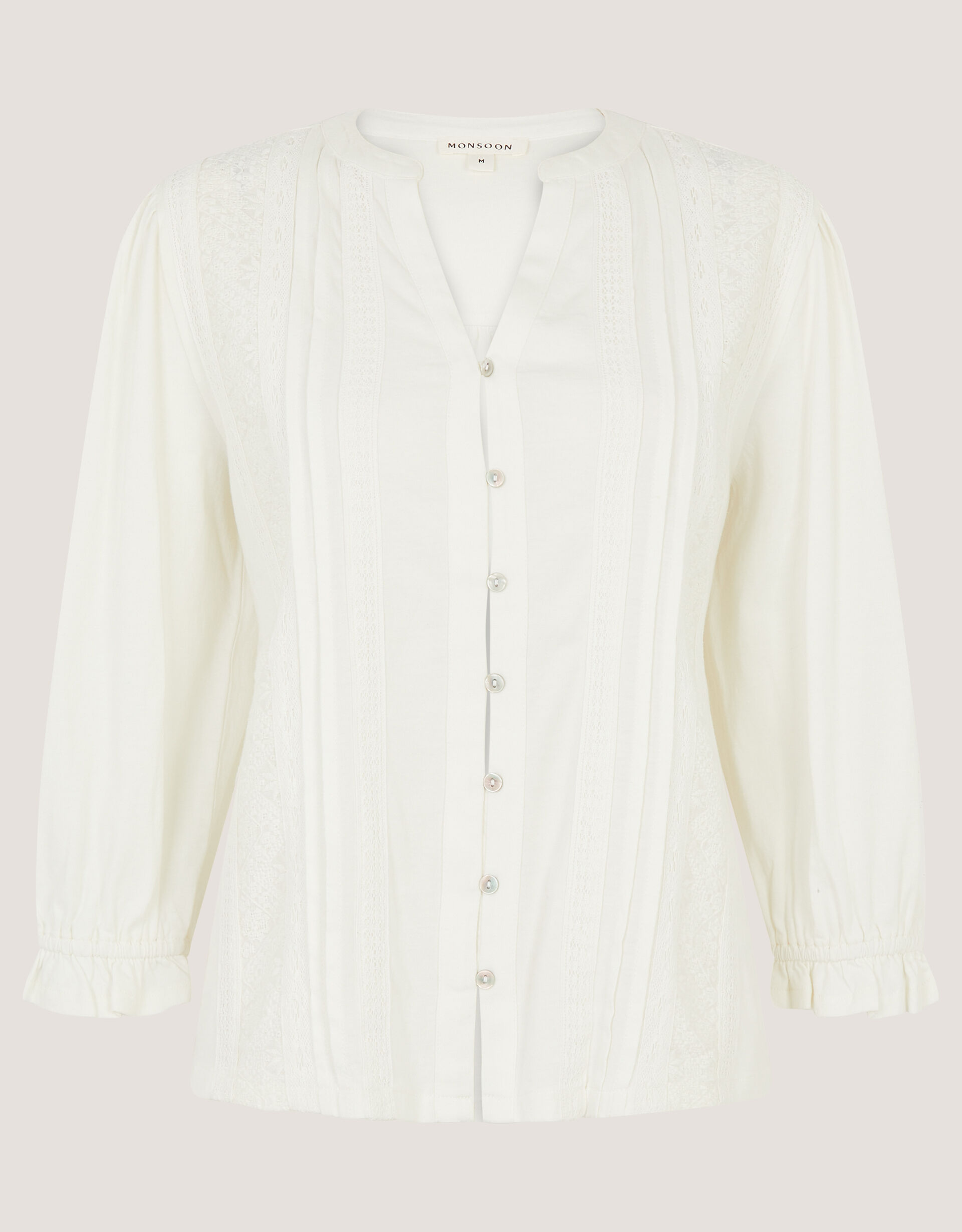 Leila Lace Jersey Top, Ivory (IVORY), large