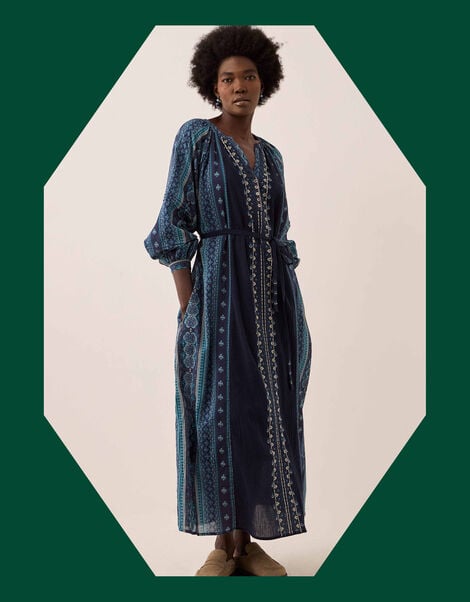 East Gabriette V-Neck Floral Print Maxi Dress, Blue (BLUE), large