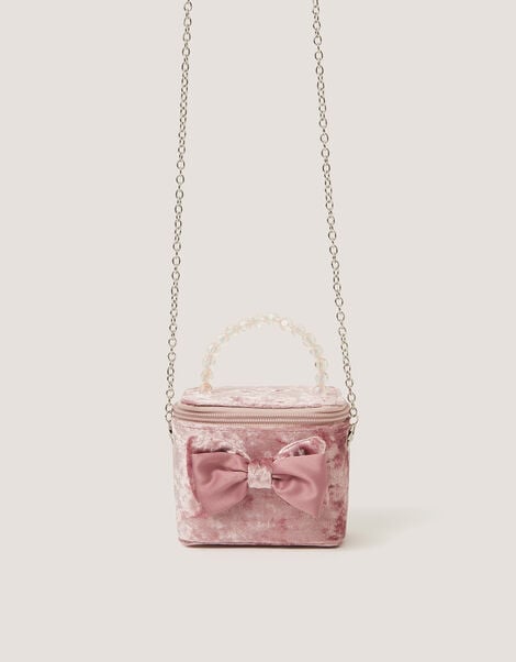 Bow Velvet Bag , Pink (PINK), large