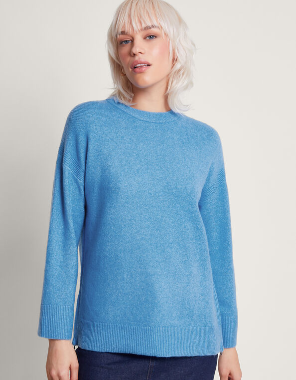 Zoya Zip Side Sweater, Blue (BLUE), large