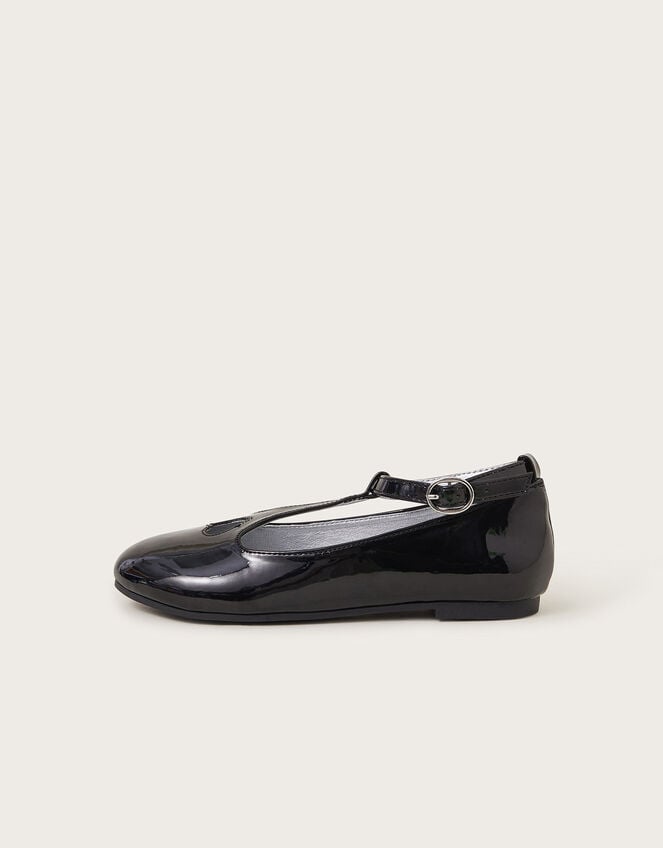 Patent Heart Ballet Flats, Black (BLACK), large
