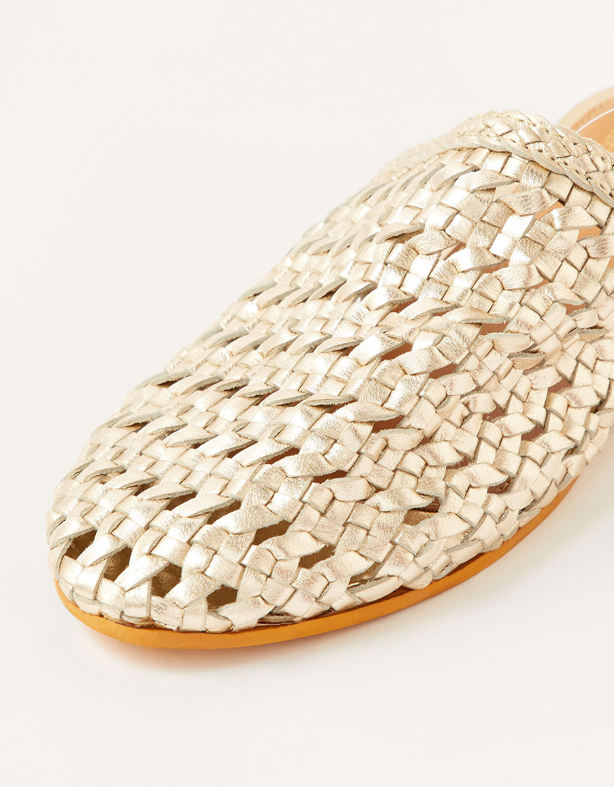 Gold woven mules cheap