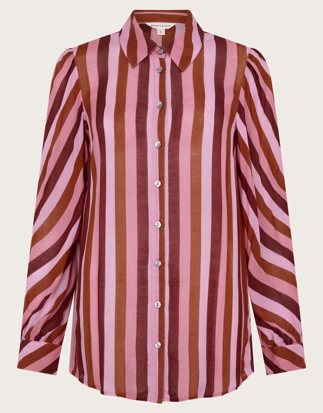 Solana Stripe Shirt, Pink (PINK), large