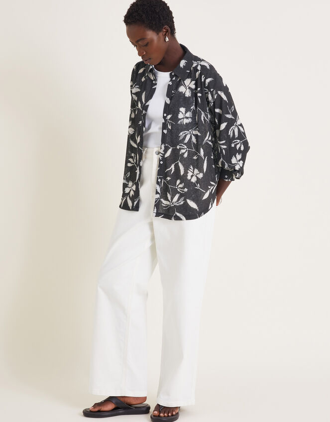 Kiah Printed Jersey Shirt, Black (BLACK), large