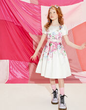 Hydrangea Floral Print Dress in Recycled Polyester, Multi (MULTI), large