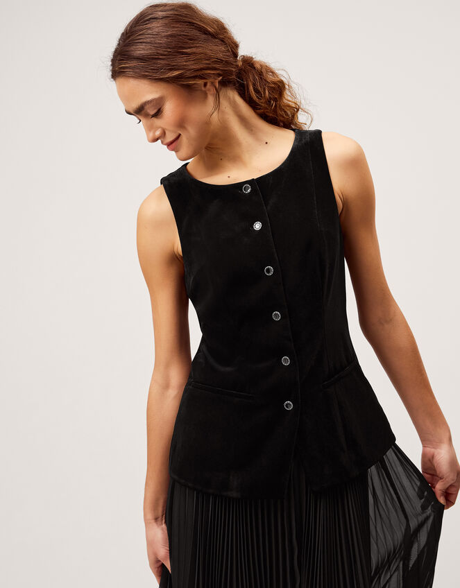 Vanessa Sleeveless Velvet Pleated Midi Dress, Black (BLACK), large