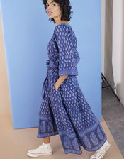 East Harriet Print Tie Waist Dress, Blue (NAVY), large