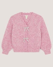 Sparkle Bow Scallop Cardigan, Purple (LILAC), large