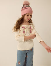 Organza Bow Long Sleeve Top, Cream (CREAM), large