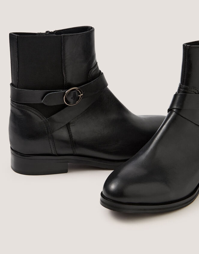Elie Leather Ankle Boots, Black (BLACK), large