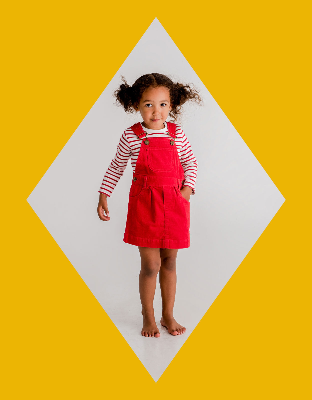 Dotty Dungarees Corduroy Dress and Briefs Set Red