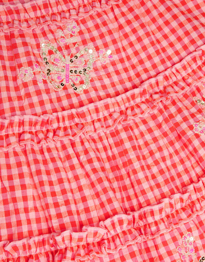 Sequin Butterfly Gingham Dress, Pink (PINK), large