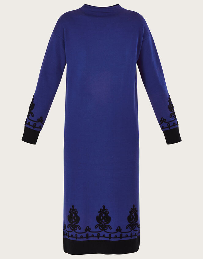 Cornelli Column Dress in Sustainable Cotton, Blue (COBALT), large