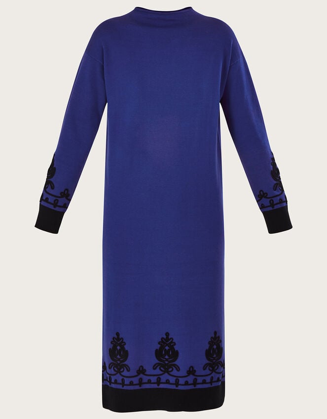 Cornelli Column Dress in Sustainable Cotton, Blue (COBALT), large