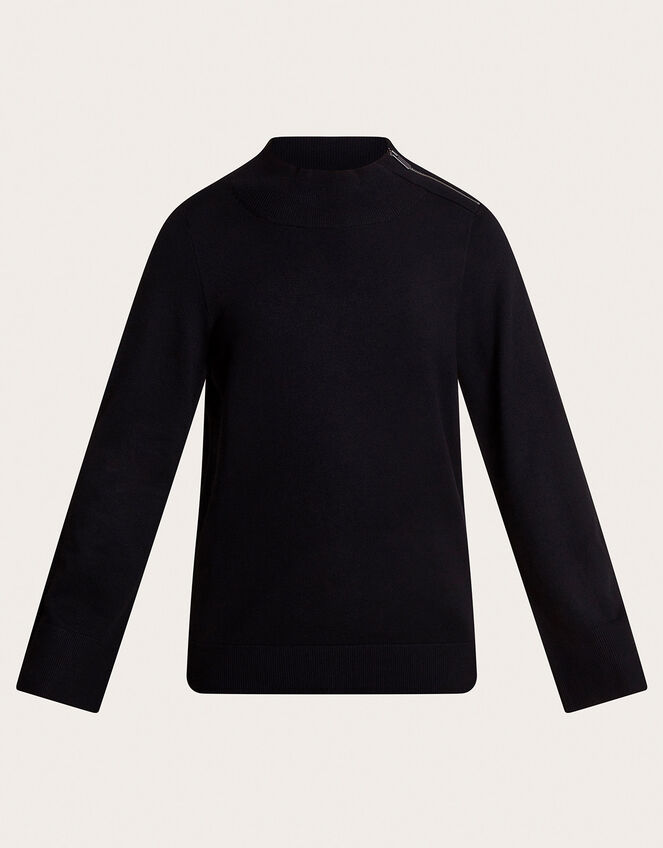 Zola Zip Neck Sweater, Black (BLACK), large