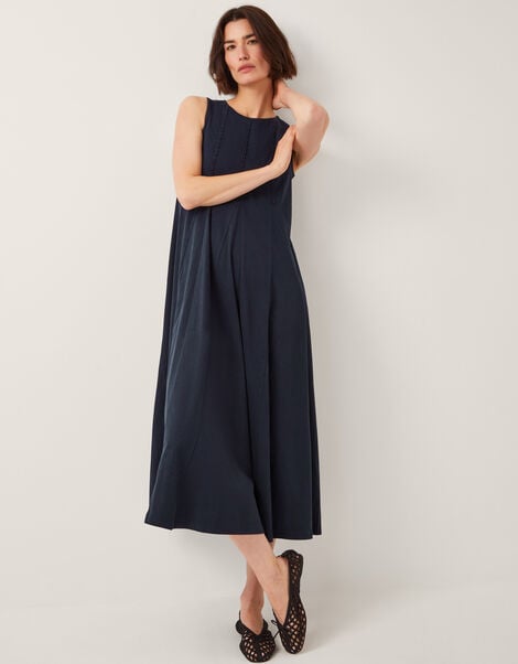 Tate Embroidered Trim Jersey Midi Dress, Blue (NAVY), large