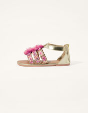 Bright Beaded Tassel Sandals, Multi (MULTI), large