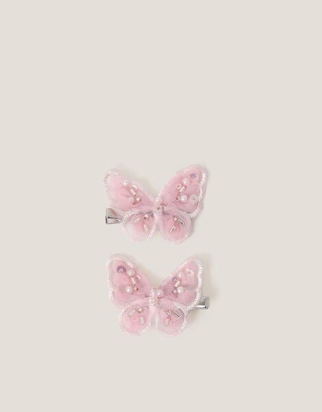 2-Pack Embellished Butterfly Bridesmaid Hair Clips, Pink (PINK), large