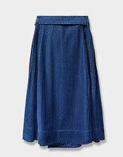 East Marion Denim Wrap Embroidered Skirt, Blue (DENIM), large