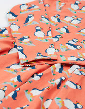 Frugi Puffin Print Skater Dress, Pink (PINK), large