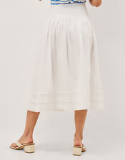 Nicole Cotton Midi Skirt, White (WHITE), large