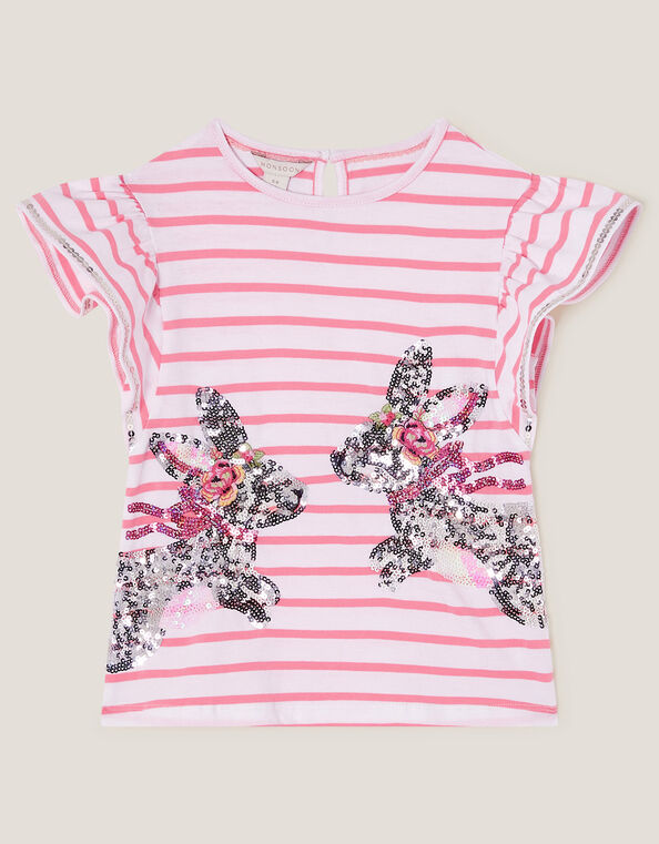 Sequin Bunny Stripe T-Shirt, Ivory (IVORY), large