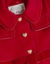 Velvet Bow A-Line Coat, Red (RED), large