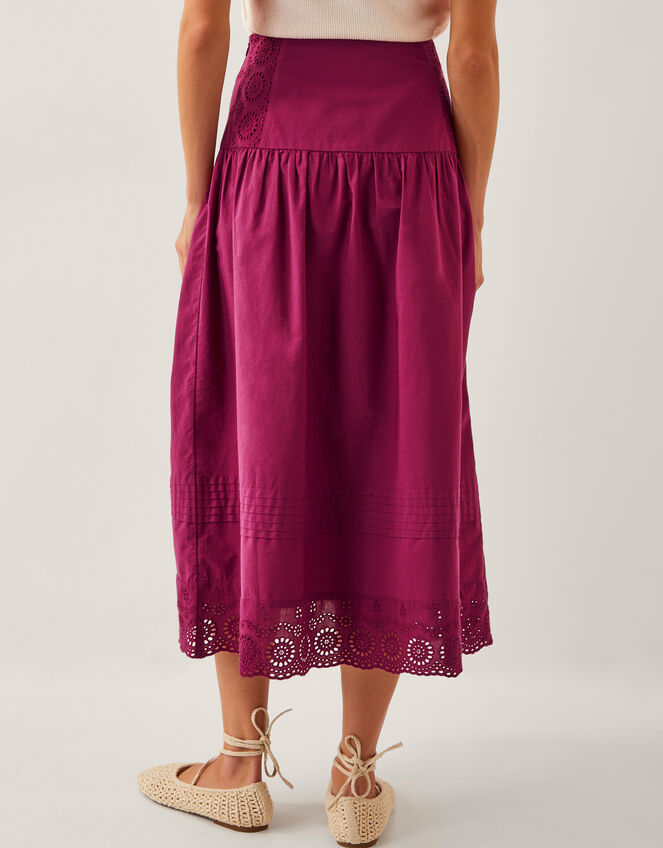 Saoirse Broderie Midi Skirt, Red (BURGUNDY), large
