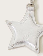 Metallic Leather Star Keyring, , large