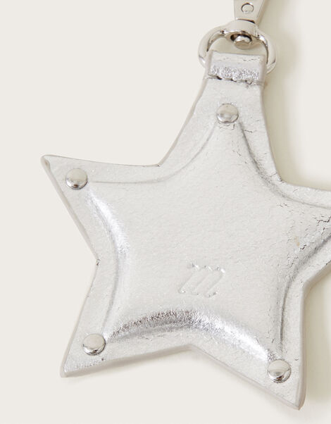 Metallic Leather Star Keyring, , large