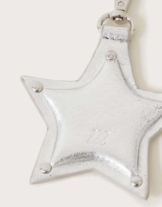 Metallic Leather Star Keyring, , large