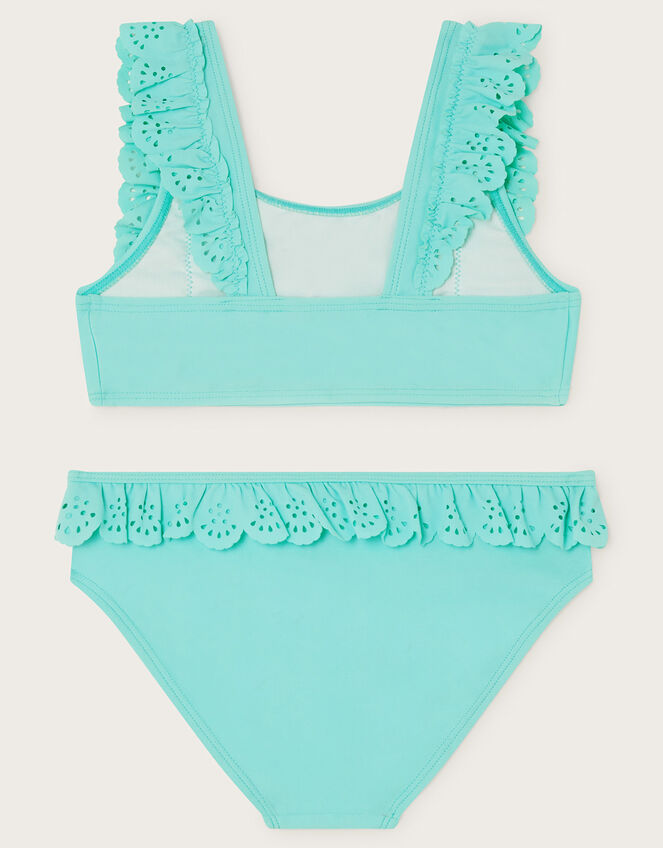 Laser Frill Bikini Set, Blue (TURQUOISE), large
