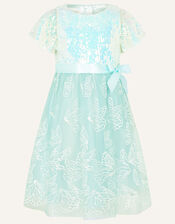 Esma Butterfly Sequin Dress, Blue (AQUA), large