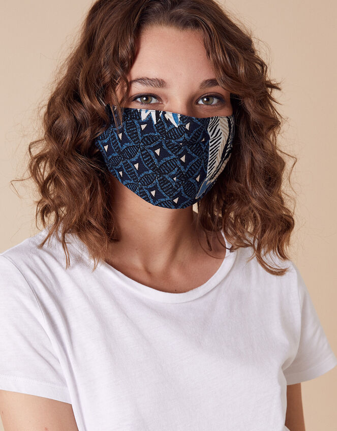 Geo Print Face Mask in Pure Cotton, , large