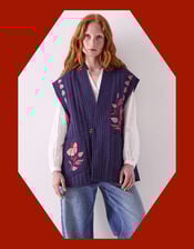 East Rayna Embroidered Quilted Gilet, Blue (NAVY), large