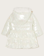 Marble Effect Metallic Padded Coat, Ivory (IVORY), large