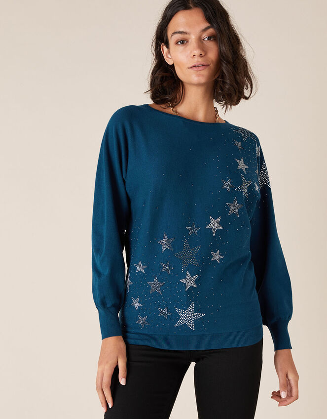 Scatter Star Heat-Seal Gem Jumper, Teal (TEAL), large