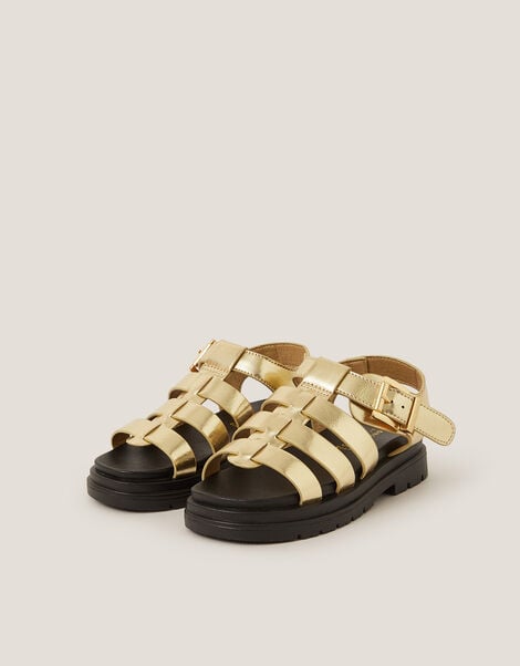 Chunky Platform Sandals, Gold (GOLD), large